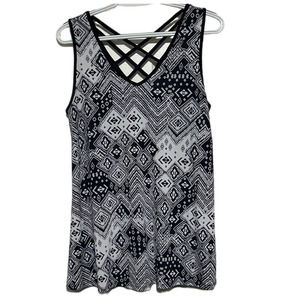 Agenda Women's Blue White Braided Back Tank Top‎ Size M
